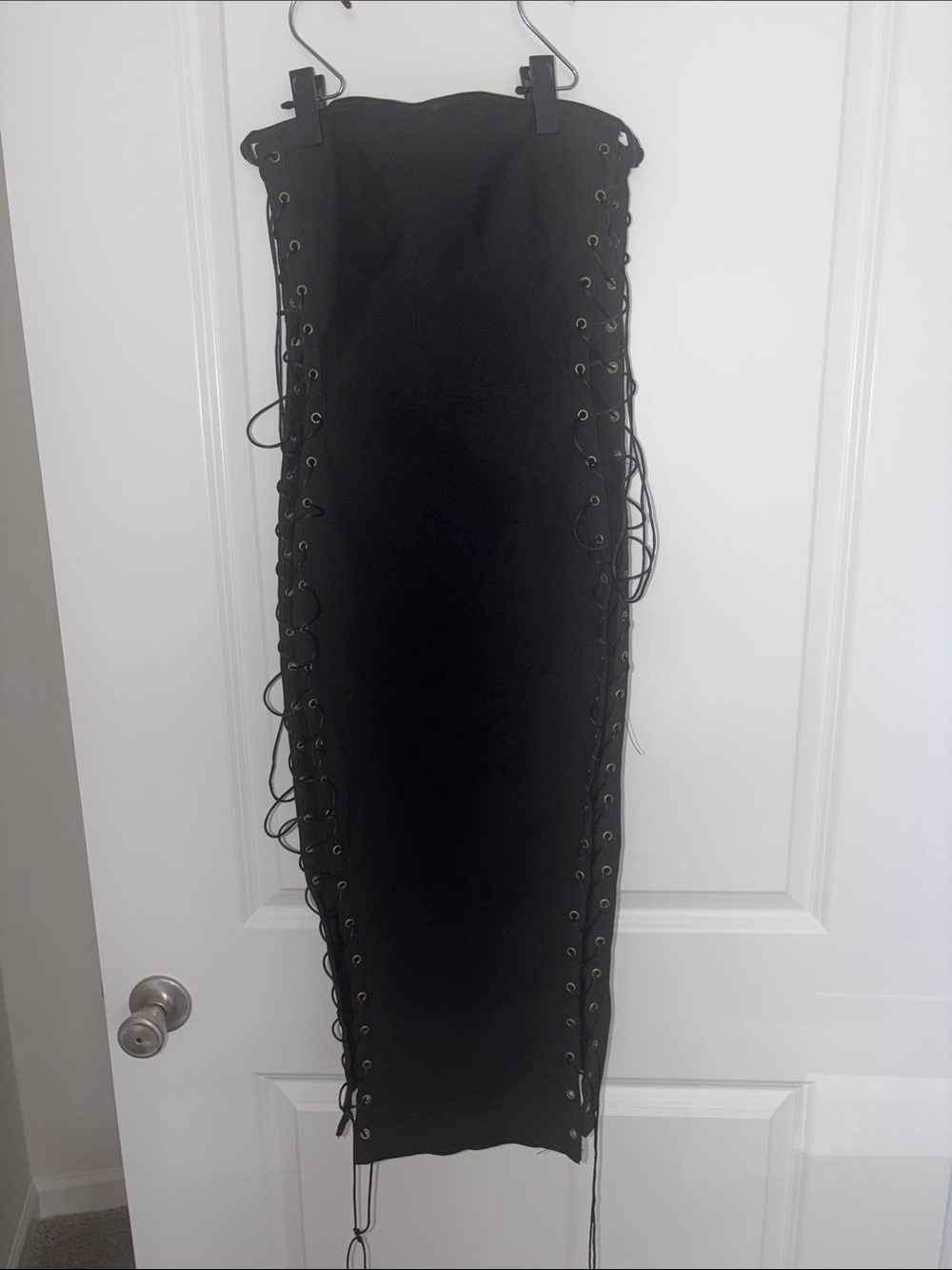 Fashion Nova Black Lace-Up Side Midi Dress